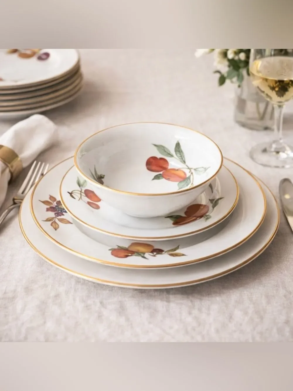 Royal Worcester Evesham Fine China Set 20pc Vintage 1961 England Dinnerware